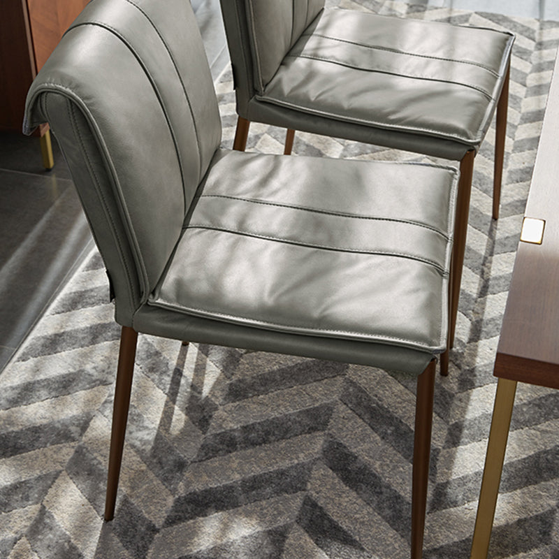 Modern Style Side Chair Upholstered Dining Chair with Metal Base