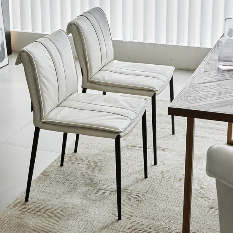 Modern Style Side Chair Upholstered Dining Chair with Metal Base