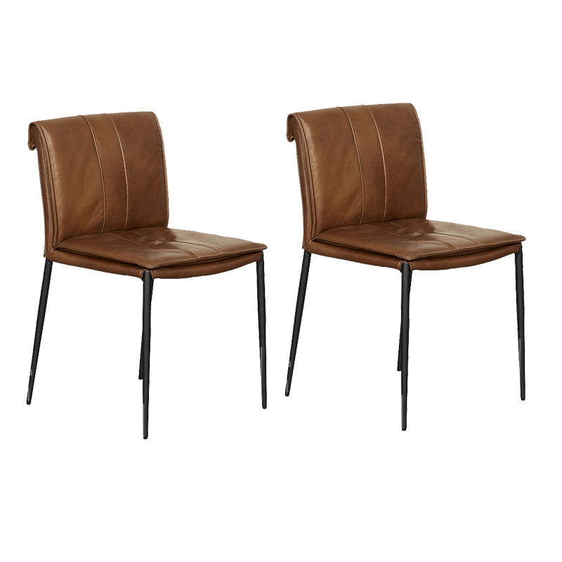 Modern Style Side Chair Upholstered Dining Chair with Metal Base