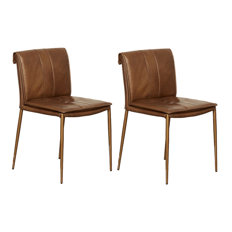 Modern Style Side Chair Upholstered Dining Chair with Metal Base