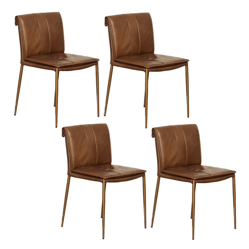 Modern Style Side Chair Upholstered Dining Chair with Metal Base