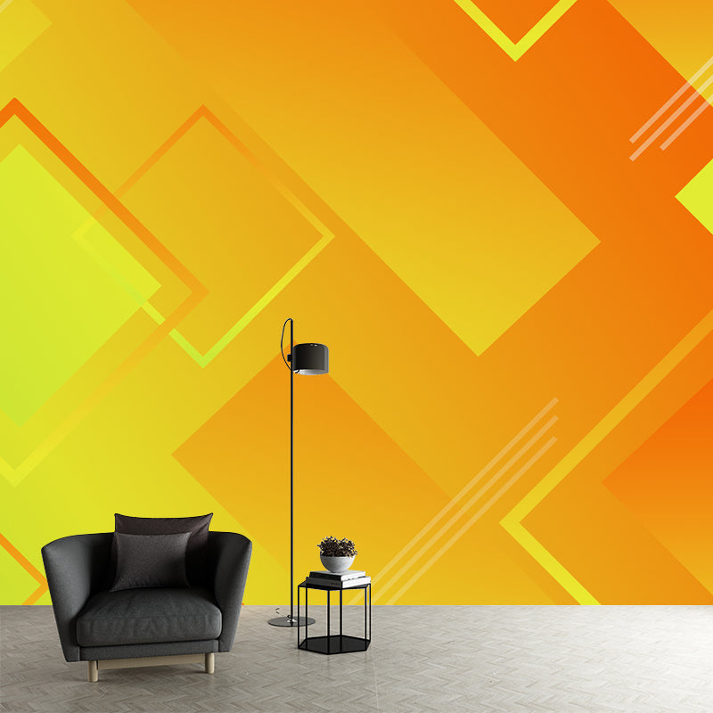 Illustration Stain Resistant Wallpaper Geometric Pattern Living Room Wall Mural