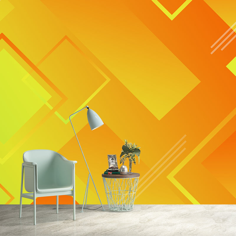 Illustration Stain Resistant Wallpaper Geometric Pattern Living Room Wall Mural