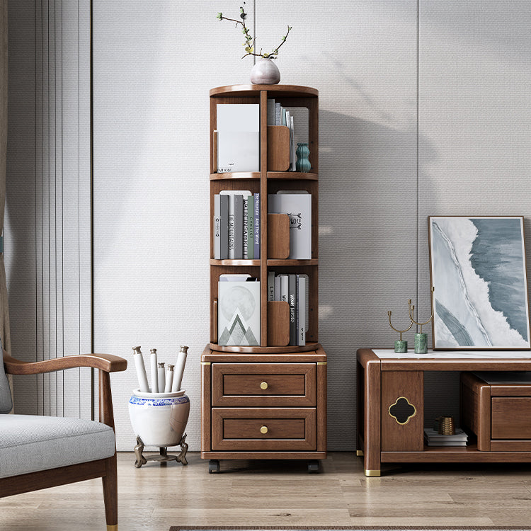 Minimalistic Wooden Accent Chest Living Room Chest with Shelves in Dark Brone