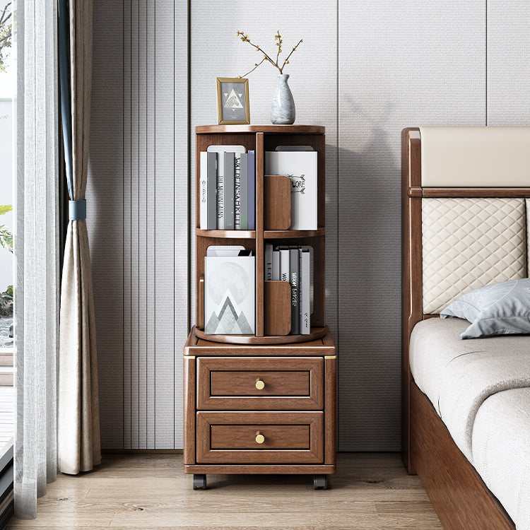 Minimalistic Wooden Accent Chest Living Room Chest with Shelves in Dark Brone