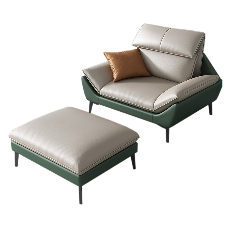 Foam Solid Color Flared Arm Waterproof Genuine Leather Sofa for Home