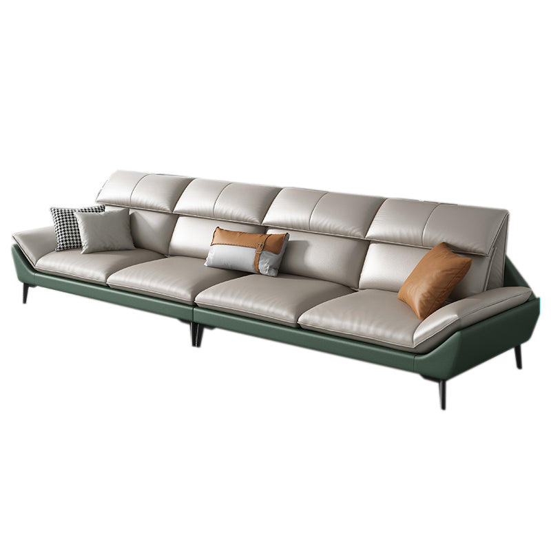 Foam Solid Color Flared Arm Waterproof Genuine Leather Sofa for Home