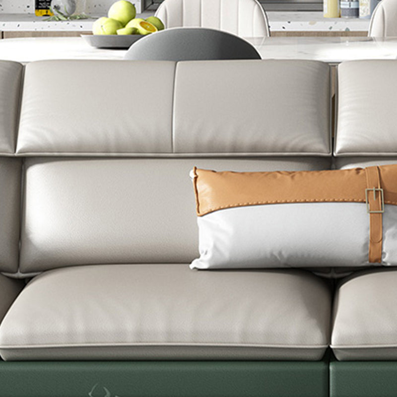 Foam Solid Color Flared Arm Waterproof Genuine Leather Sofa for Home