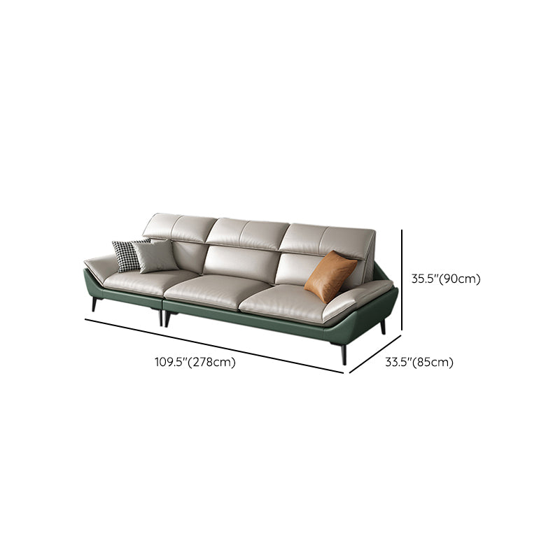 Foam Solid Color Flared Arm Waterproof Genuine Leather Sofa for Home