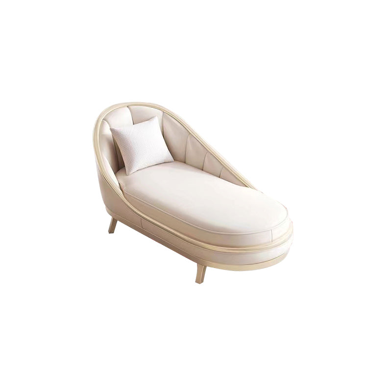 Glam Solid Wood White Genuine Leather Sofa with Pillows for Living Room