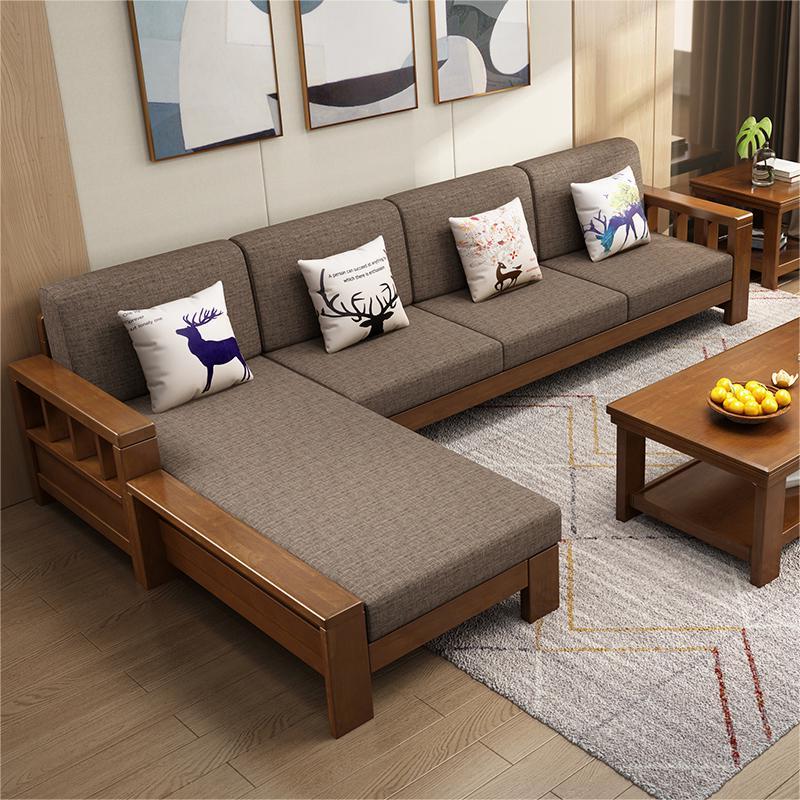 Rubberwood Contemporary Slipcovered Square Arm Sofa for Living Room