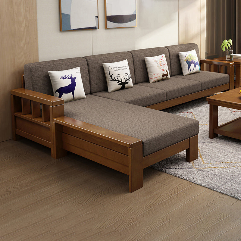 Rubberwood Contemporary Slipcovered Square Arm Sofa for Living Room