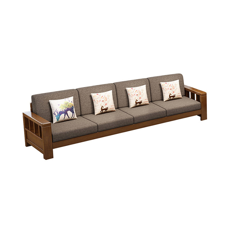 Rubberwood Contemporary Slipcovered Square Arm Sofa for Living Room