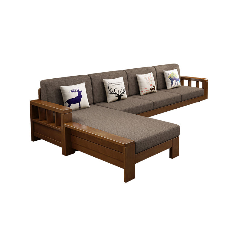 Rubberwood Contemporary Slipcovered Square Arm Sofa for Living Room