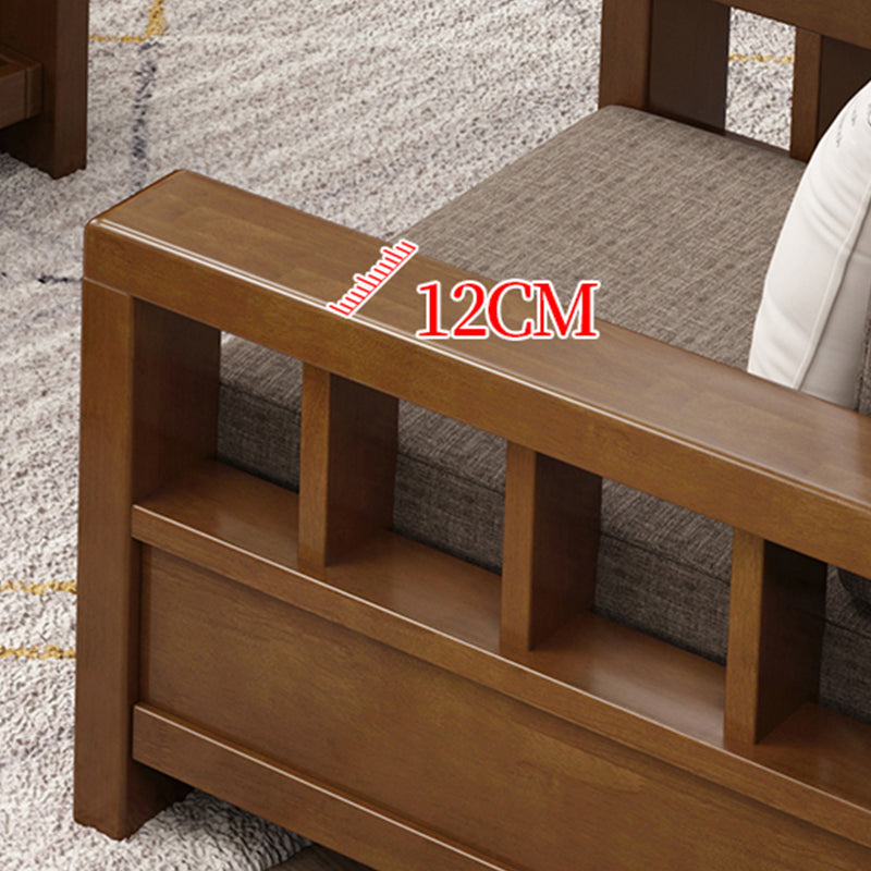 Rubberwood Contemporary Slipcovered Square Arm Sofa for Living Room