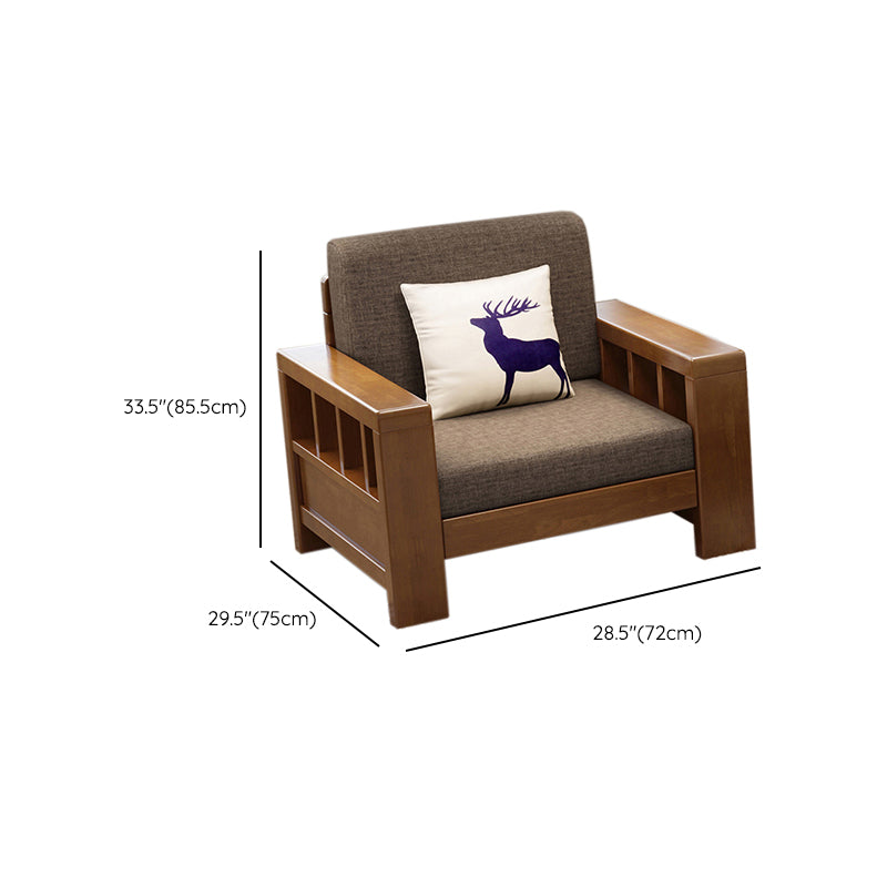 Rubberwood Contemporary Slipcovered Square Arm Sofa for Living Room