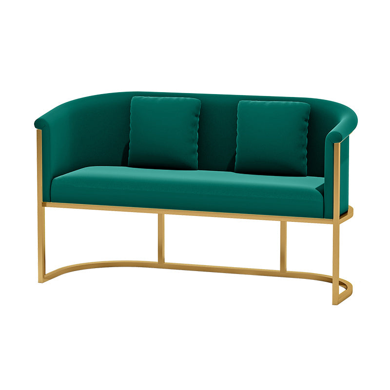 Scandinavian Velvet Pillow Back Sofa for Living Room with Tuxedo Arm