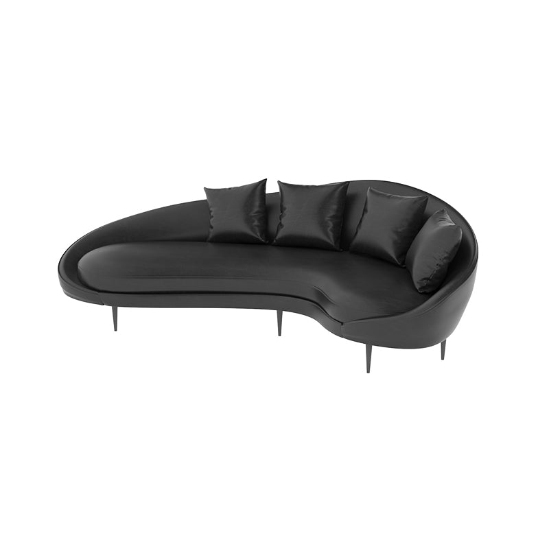 Contemporary Faux Leather Sloped Arm Sofa in Black For Living Room