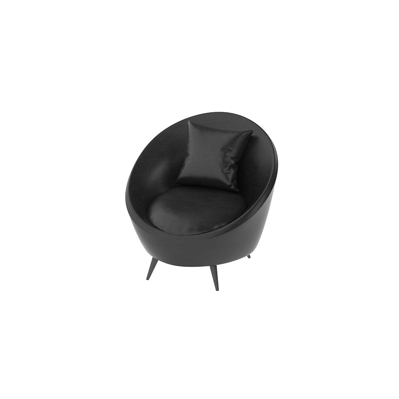 Contemporary Faux Leather Sloped Arm Sofa in Black For Living Room