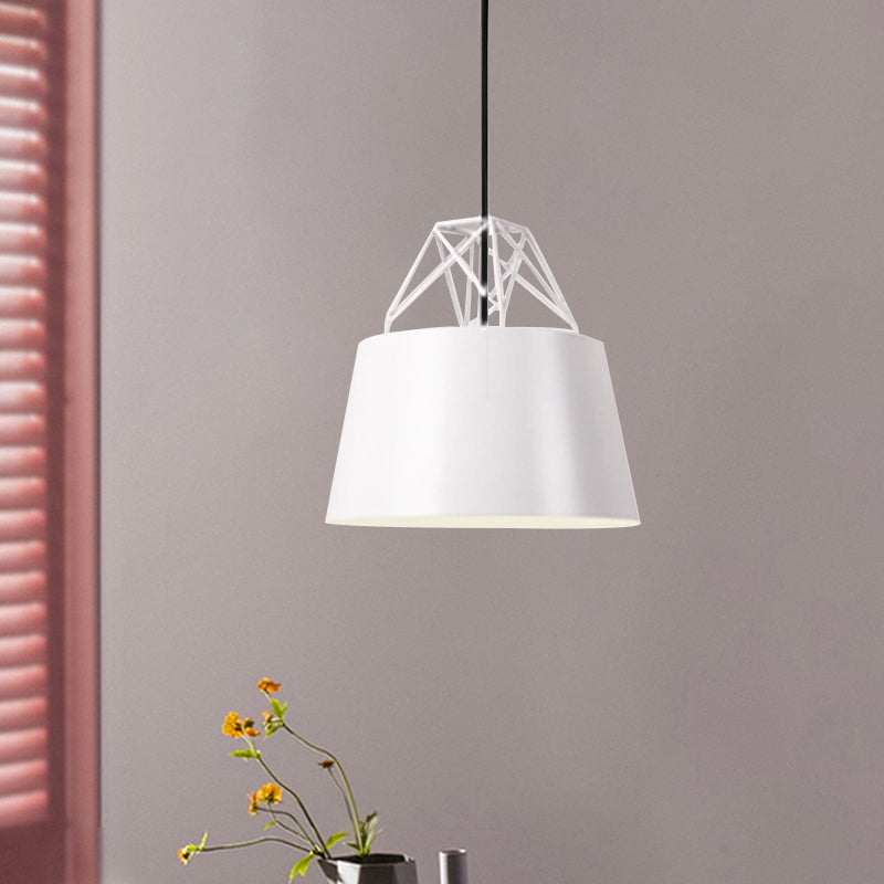 Forme de tambour en aluminium Restaurant léger 1 lumière pendante moderne avec fil de fer