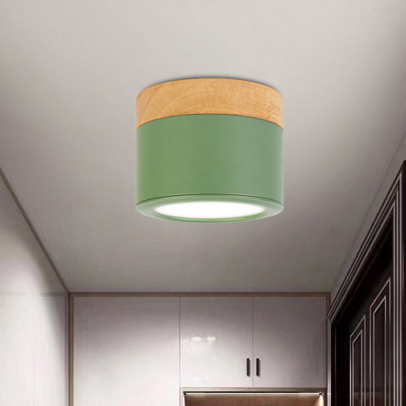 Bathroom Hallway Round Flush Mount Light Acrylic Macaron Loft Small Green/Grey/White Ceiling Lamp