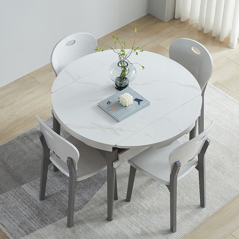 Contemporary Extendable Round Stone Dining Table for Dining Room