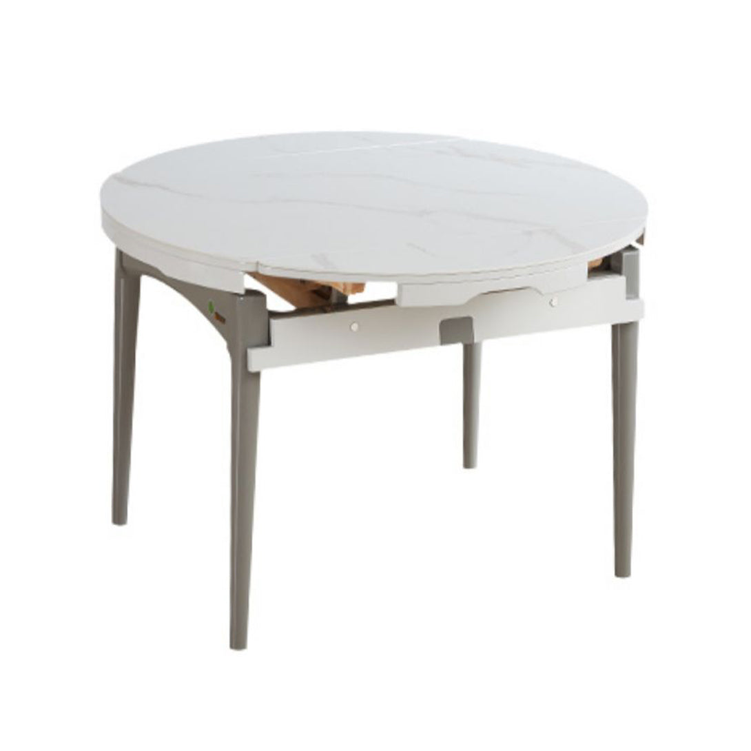 Contemporary Extendable Round Stone Dining Table for Dining Room