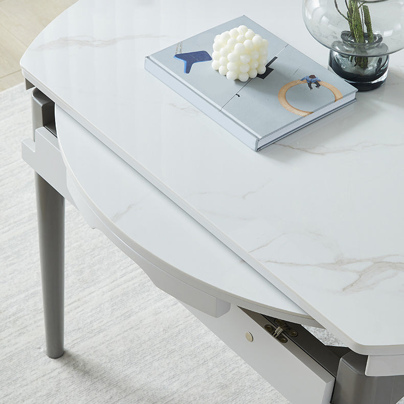 Contemporary Extendable Round Stone Dining Table for Dining Room