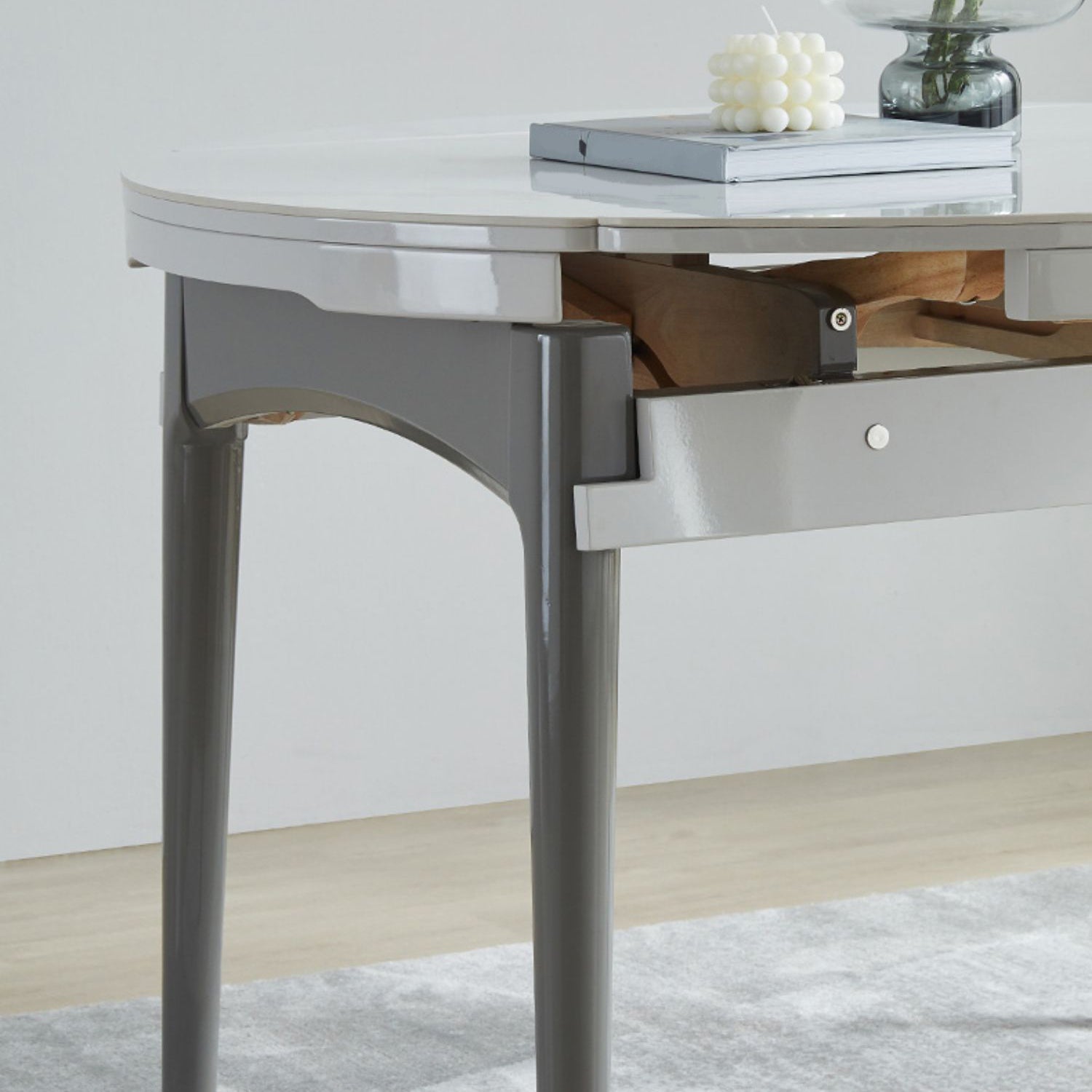 Contemporary Extendable Round Stone Dining Table for Dining Room