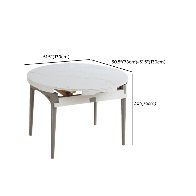 Contemporary Extendable Round Stone Dining Table for Dining Room