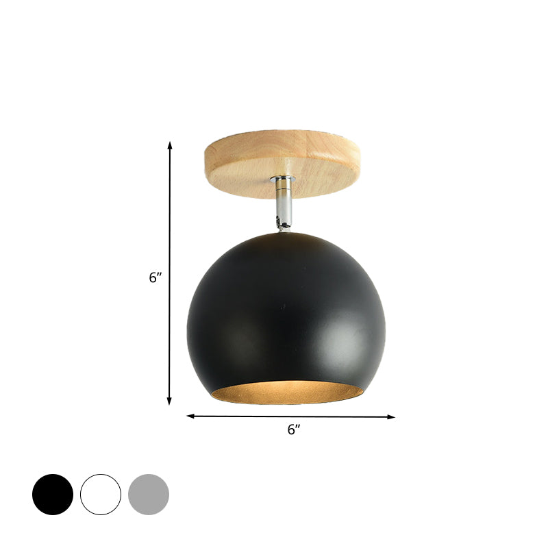 Draaibare Orb Shade Inbouwlamp 1-lichts metalen plafondlamp voor studeerkamergang