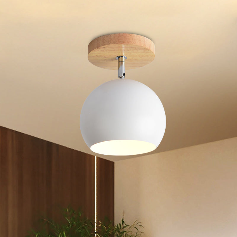 Draaibare Orb Shade Inbouwlamp 1-lichts metalen plafondlamp voor studeerkamergang