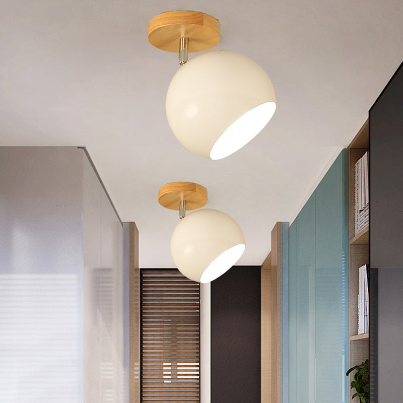 Draaibare Orb Shade Inbouwlamp 1-lichts metalen plafondlamp voor studeerkamergang
