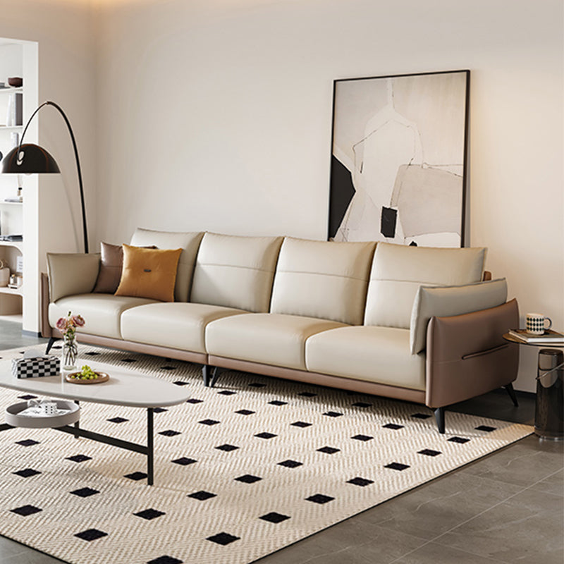 No Distressing Solid Color Scratch Resistant Leather Sofa for Living Room