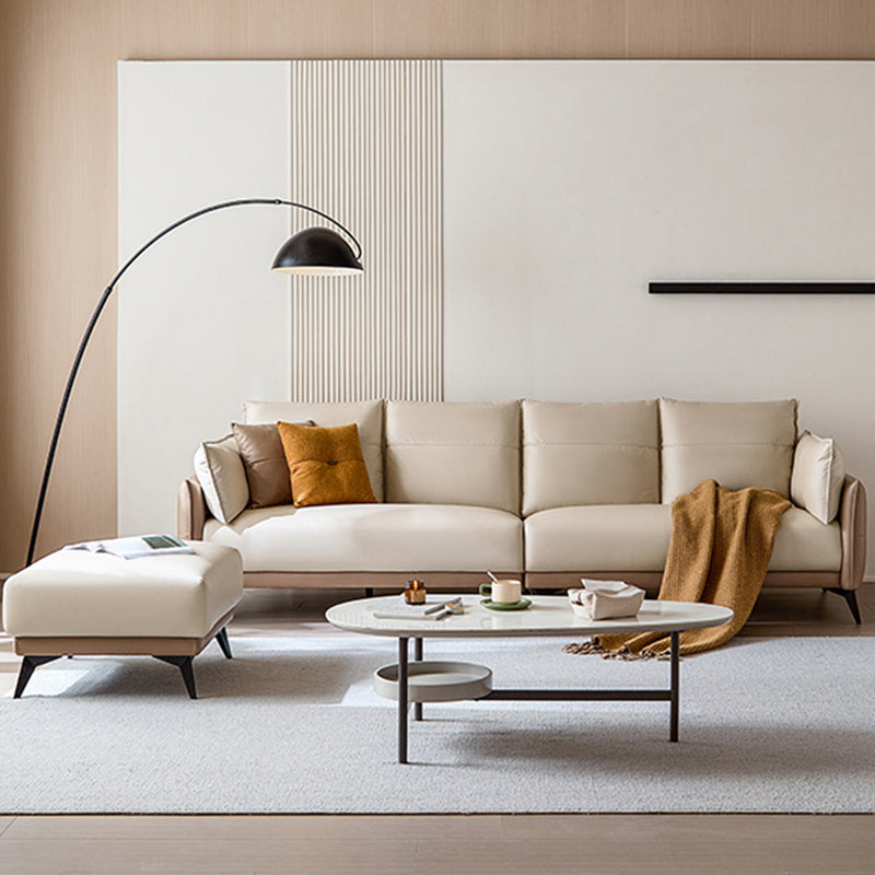 No Distressing Solid Color Scratch Resistant Leather Sofa for Living Room
