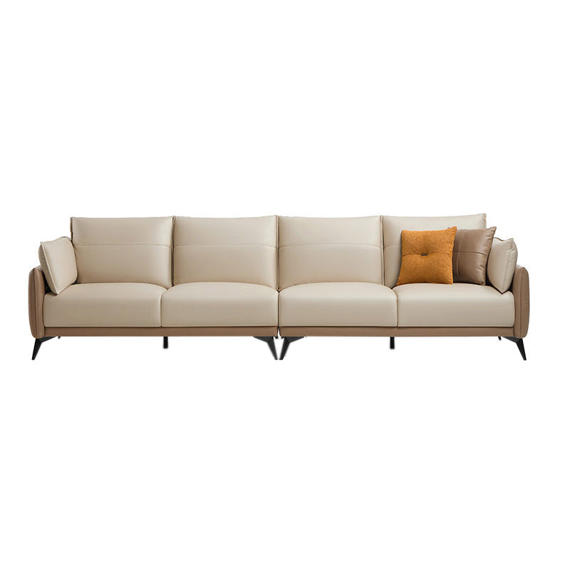 No Distressing Solid Color Scratch Resistant Leather Sofa for Living Room