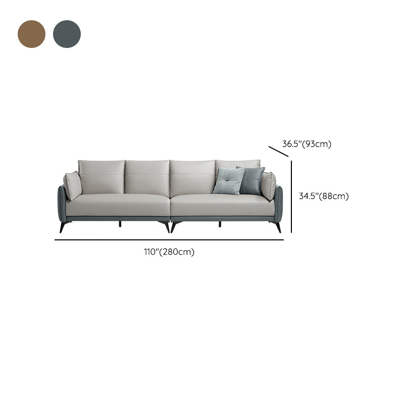 No Distressing Solid Color Scratch Resistant Leather Sofa for Living Room