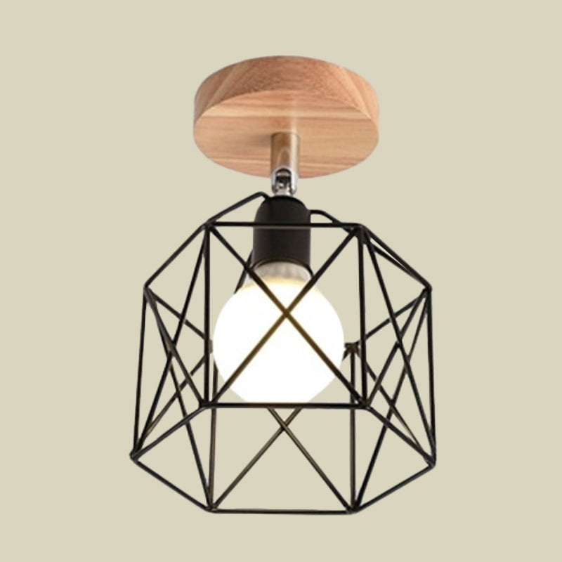 Crame de fil de fer de 5 "/ 6" / 12 "de large Lumière à chasse d'eau pour le porche rotatif 1 tête de plafond contemporain