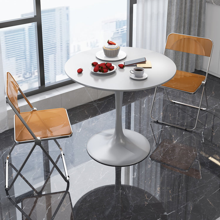 Minimalist White and Black Round Table with Tulip Style for 4 Person