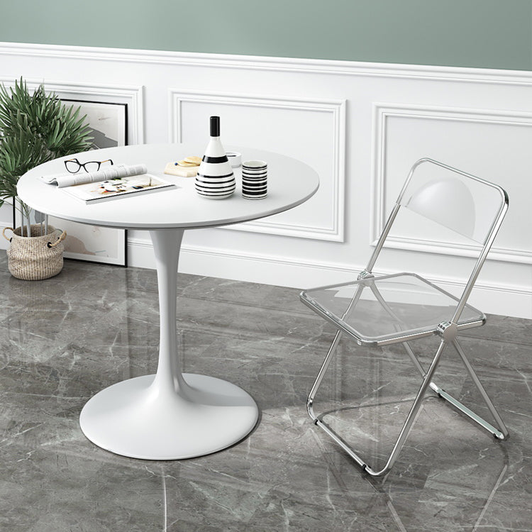 Minimalist White and Black Round Table with Tulip Style for 4 Person