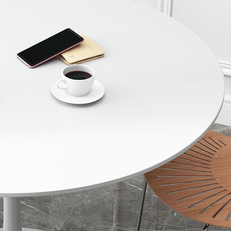 Minimalist White and Black Round Table with Tulip Style for 4 Person