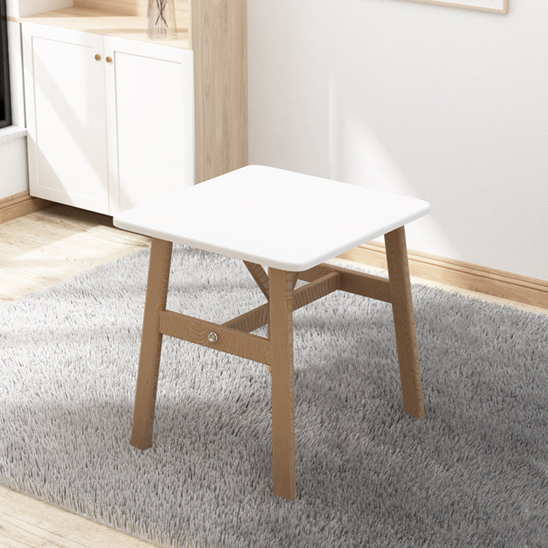 Square Dining Table Modern Plastic Tabletop with Metal Trestle Base