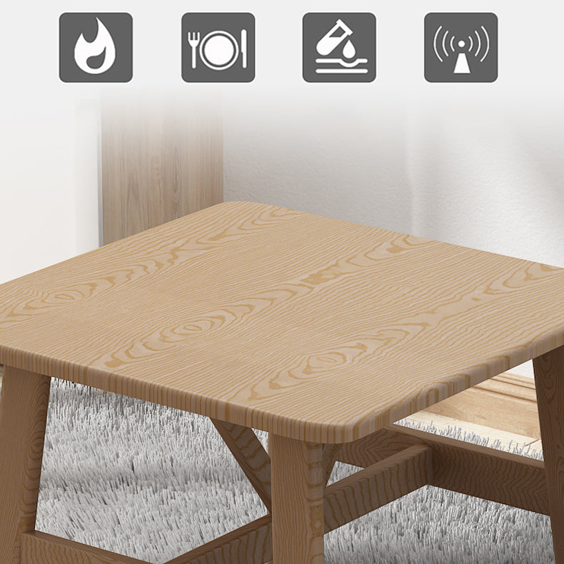Square Dining Table Modern Plastic Tabletop with Metal Trestle Base