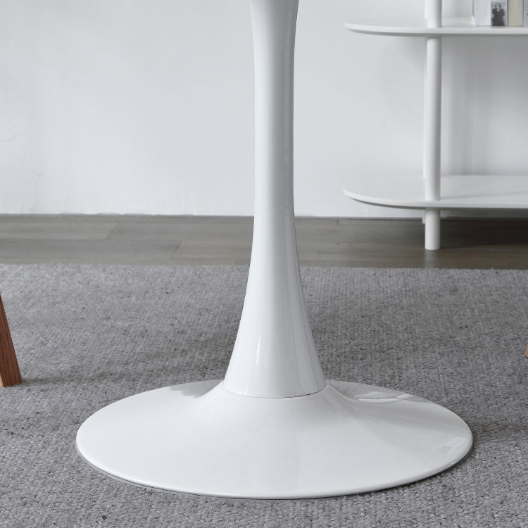 Minimalist Round Wood Dining Table with Tulip Style for 4 People