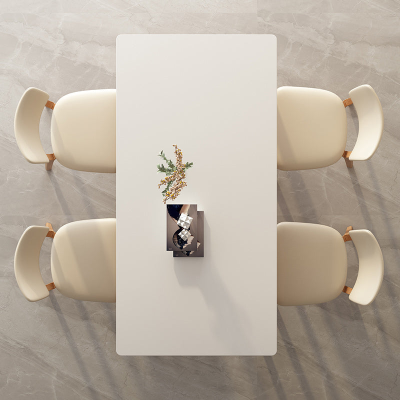 Modern Rectangular Stone Top Dining Table with 4 Natural Beech Base