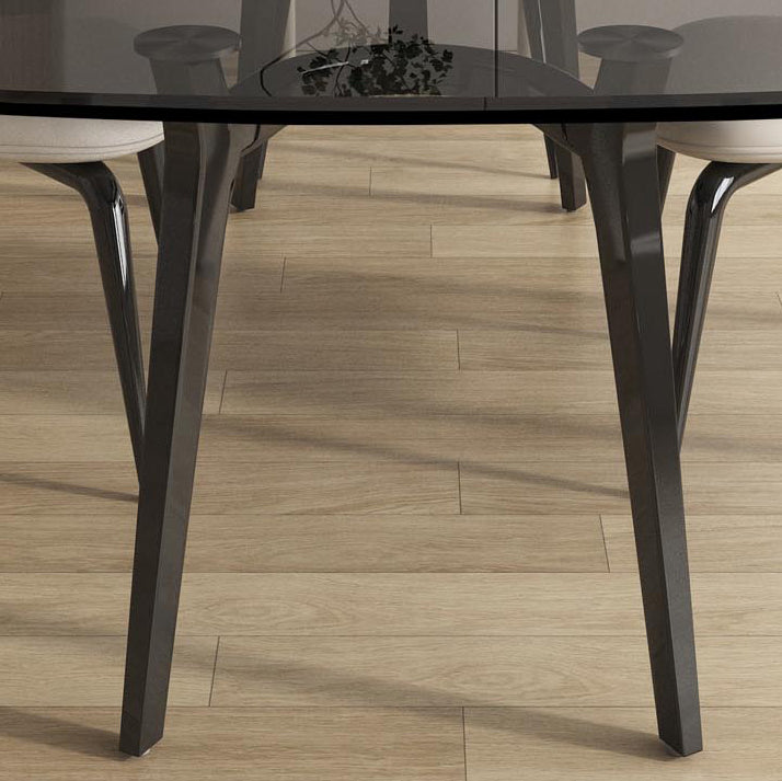 Rectangular Dining Table Modern Glass Tabletop with Metal Legs