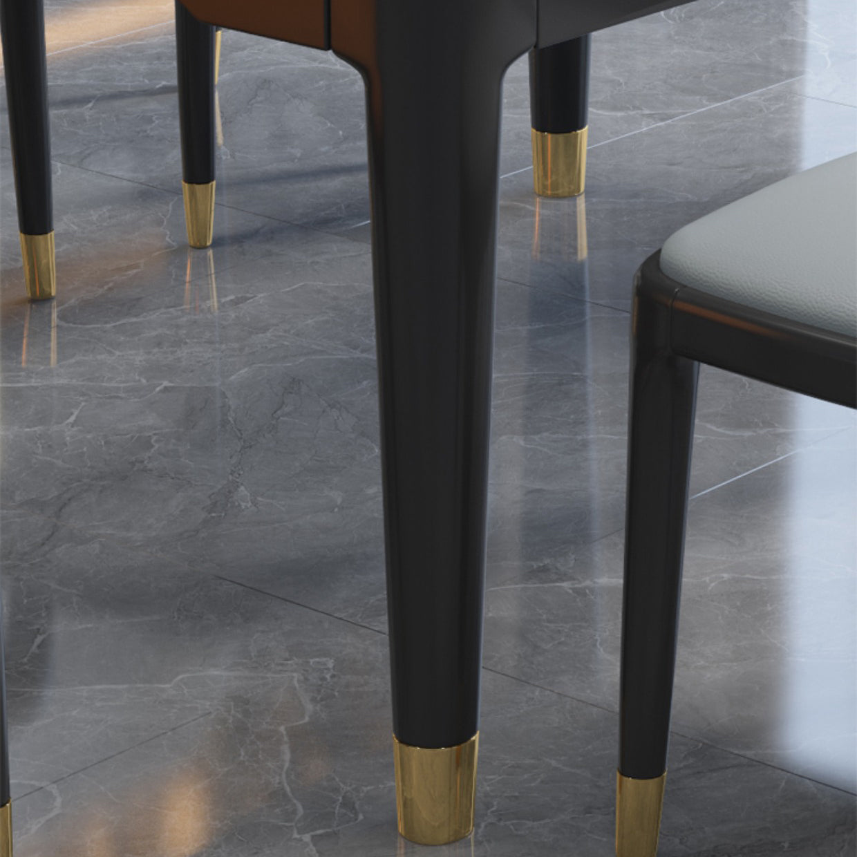 Modern Extendable Dining Table White Round Stone Tabletop for Dining Room