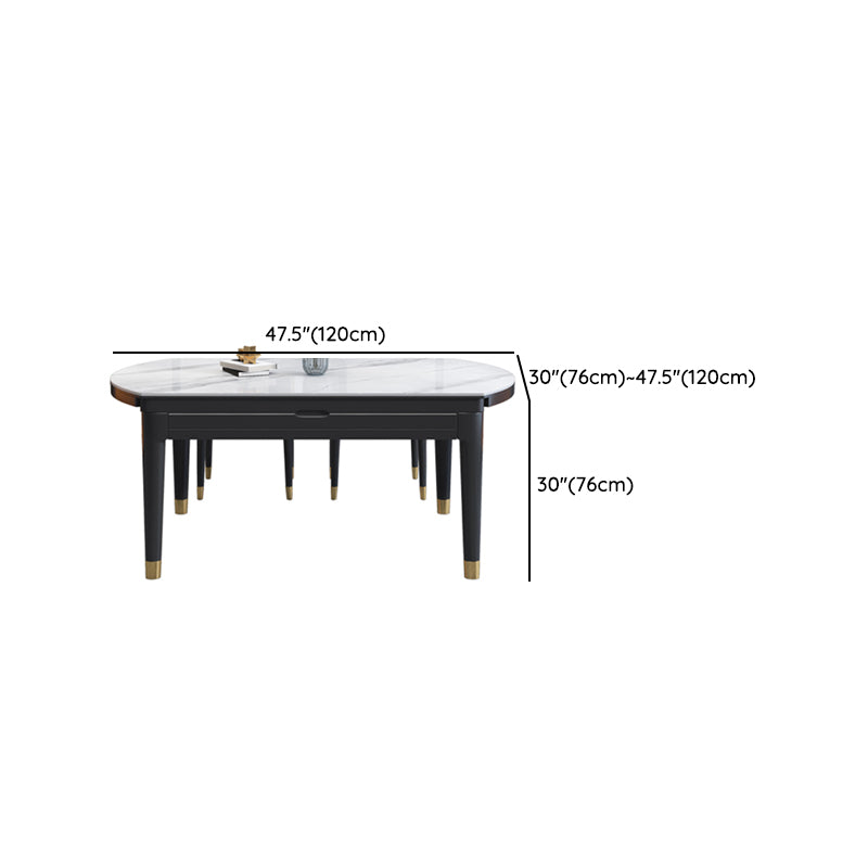 Modern Extendable Dining Table White Round Stone Tabletop for Dining Room