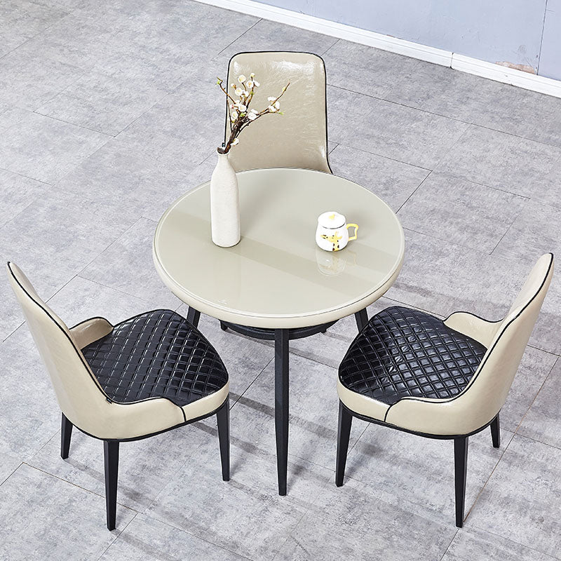 Glass Dining Room Table for 2 Person Round Tabletop with Storage
