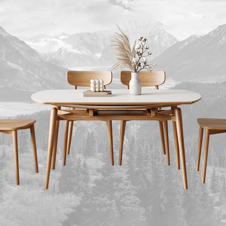 Modern White Stone Top Dining Table Extendable for Small Spaces